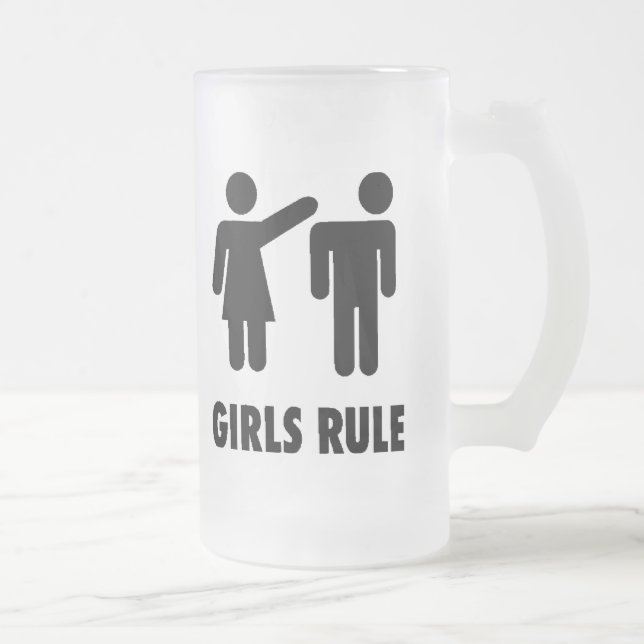 Frosted Mug-Girls Rule Frosted Glass Beer Mug (Right)