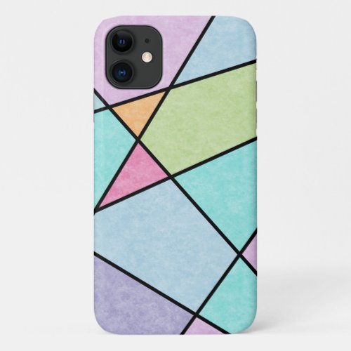 Frosted pastel Abstract Geometric Blue pink lilac iPhone 11 Case