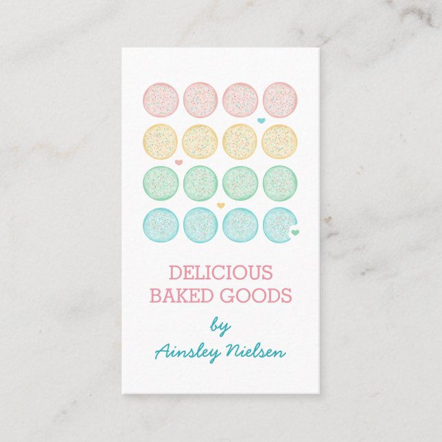 Frosted Pastel Cookies | Pastry Bakery Business Card (Front)