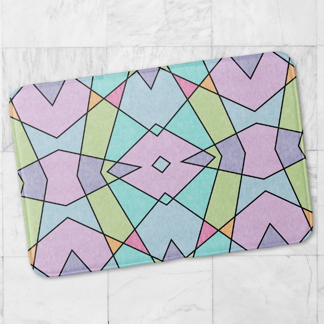 Frosted pastel Cute Pink Blue Abstract geometric Bath Mat (Creator Uploaded)