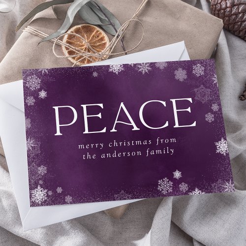 Frosted Peace Purple Watercolor Non_Photo Holiday Card