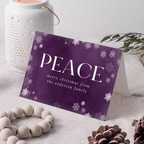 Frosted Peace Purple Watercolor Non_Photo Holiday Card