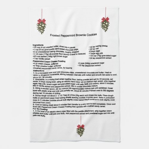 Frosted Peppermint Brownie Christmas Cookies Kitchen Towel