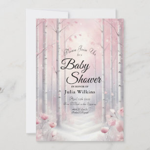 Frosted Petals in a Winter Woodland Baby Shower Invitation