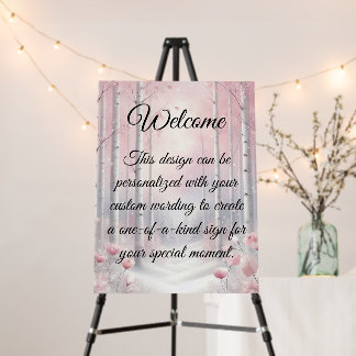 Frosted Petals in a Winter Woodland Party Sign