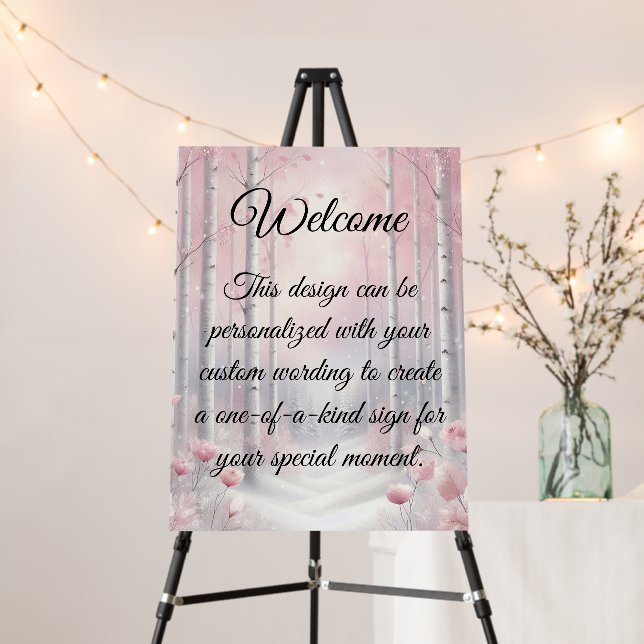 Frosted Petals in a Winter Woodland Party Sign (In Situ (Stand))