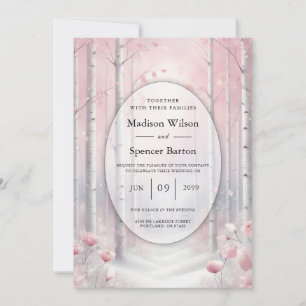 Frosted Petals in a Winter Woodland Wedding Invitation