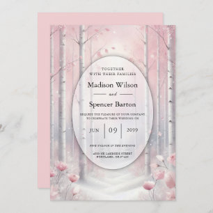 Frosted Petals in a Winter Woodland Wedding Invitation
