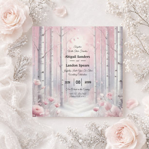Frosted Petals in a Winter Woodland Wedding Invitation