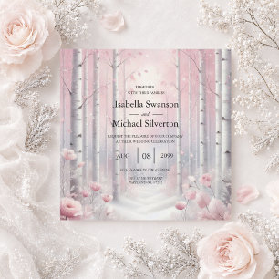 Frosted Petals in a Winter Woodland Wedding Invitation