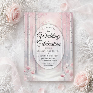Frosted Petals in a Winter Woodland Wedding Invitation