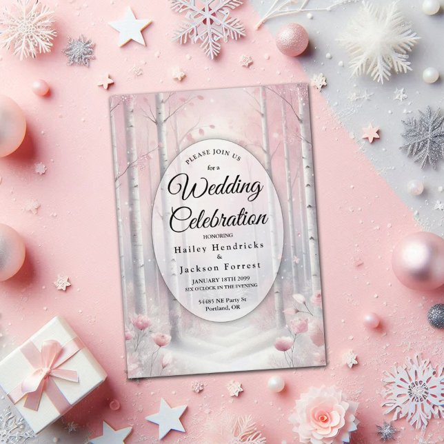 Frosted Petals in a Winter Woodland Wedding Invitation (Creator Uploaded)