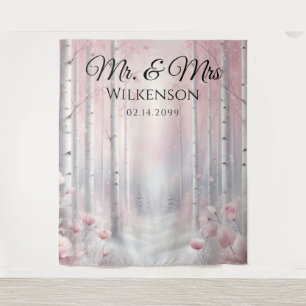 Frosted Petals in a Winter Woodland Wedding  Tapestry