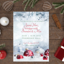 Frosted Pine and Christmas Ornament Wedding  Invitation