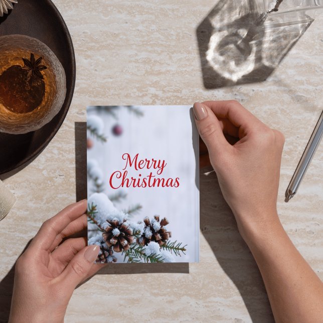 Frosted Pine Cone Merry Christmas Design Card (Creator Uploaded)