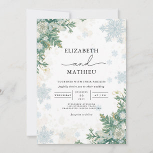 Frosted Pine Winter Wedding Invitation