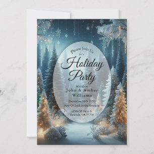 Frosted Pines in Winter Glow Holiday Party Invitation