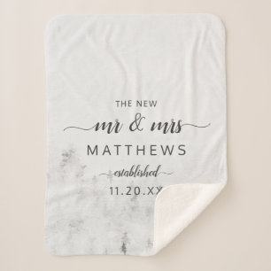 Frosted Pines Rustic The New Mr. & Mrs. Newlyweds Sherpa Blanket