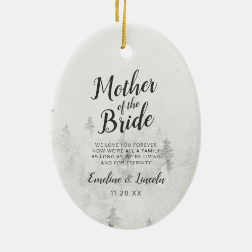 Frosted Pines To the Mother of the Bride Quote Ceramic Ornament