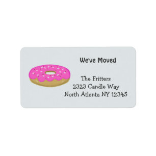Frosted Pink Doughnut New Address Label