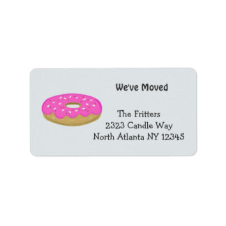 Frosted Pink Doughnut New Address Label