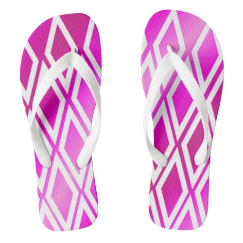 Frosted Pink White Diamond Pattern Flip Flops