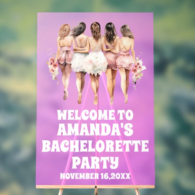 Frosted Purple Acrylic Bachelorette Welcome Sign (Neutral)