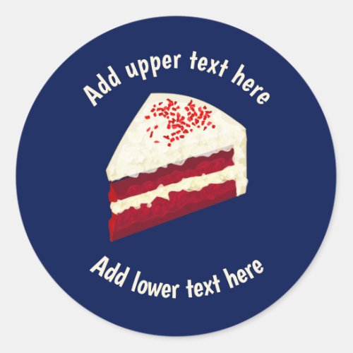 Frosted Red Velvet Cake Piece _ Add Own Text to Classic Round Sticker