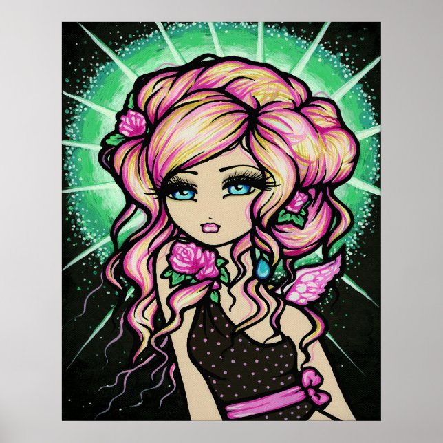 Frosted Rose Angel Fairy Fantasy Art Poster (Front)