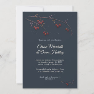 Frosted Rose Hips Winter Wedding Invitation