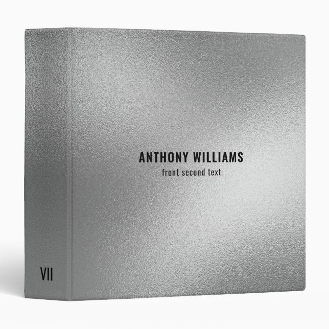 Frosted Silver Metallic Texture 3 Ring Binder (Front/Spine)