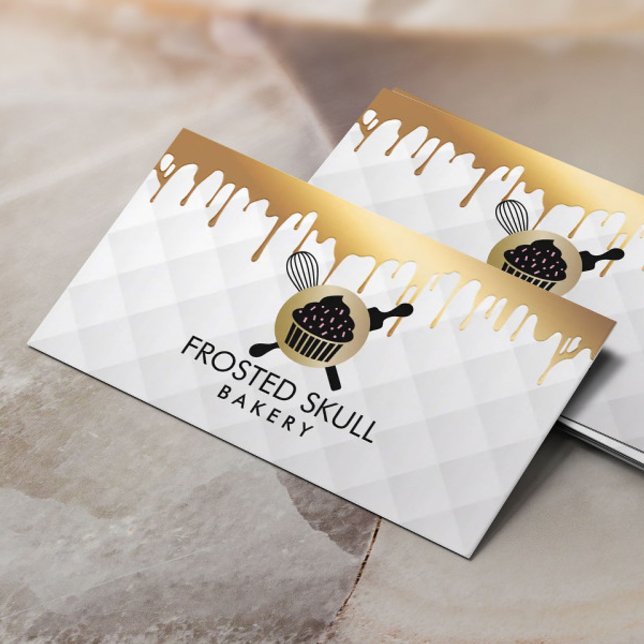 Frosted Skull Bakery Custom Crossbones Logo Business Card (Creator Uploaded)