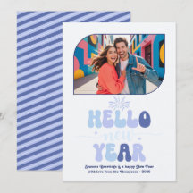 Frosted Sky Hello New Year Blue Retro Photo