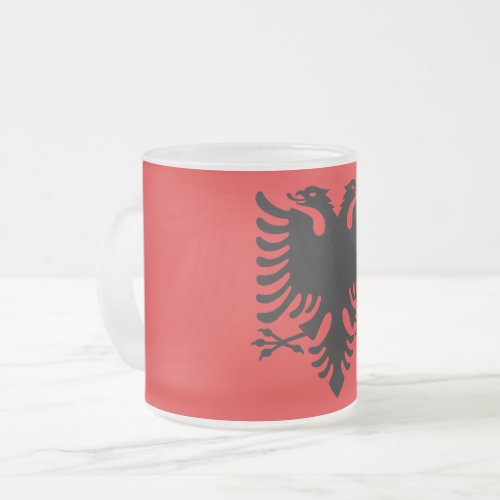 Frosted small glass mug _ flag of Albania