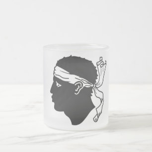 Frosted small glass mug - flag of Corsica