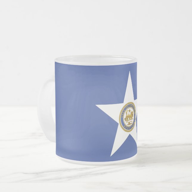 Frosted small glass mug - flag of Houston (Front Left)