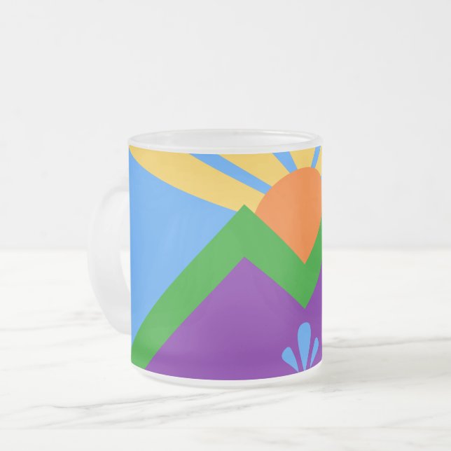 Frosted small glass mug, flag of Manitou Springs Frosted Glass Coffee Mug (Front Left)