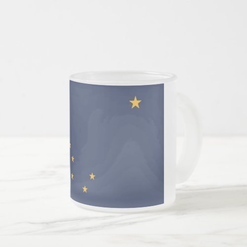 Frosted small glass mug with flag of Alaska USA