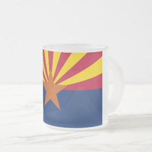 Frosted small glass mug with flag of Arizona, USA