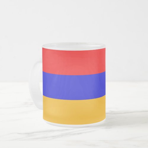 Frosted small glass mug with flag of Armenia