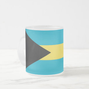 Frosted small glass mug with flag of Bahamas