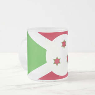 Frosted small glass mug with flag of Burundi