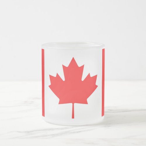 Frosted small glass mug with flag of Canada