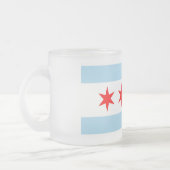 Frosted small glass mug with flag of Chicago (Left)