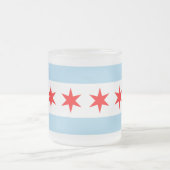 Frosted small glass mug with flag of Chicago (Center)