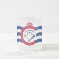 Frosted small glass mug with flag of Cincinnati