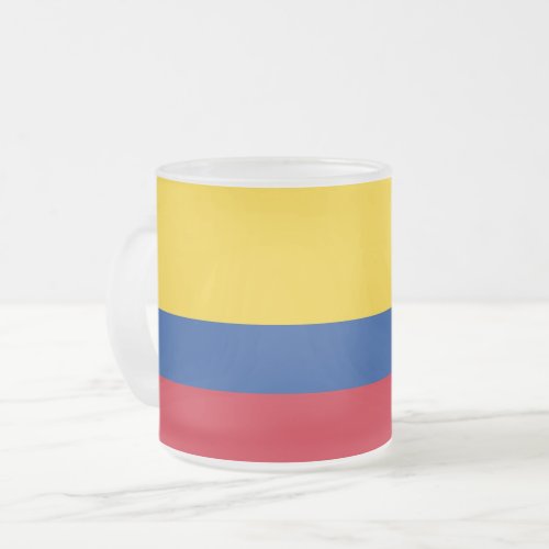 Frosted small glass mug with flag of Colombia