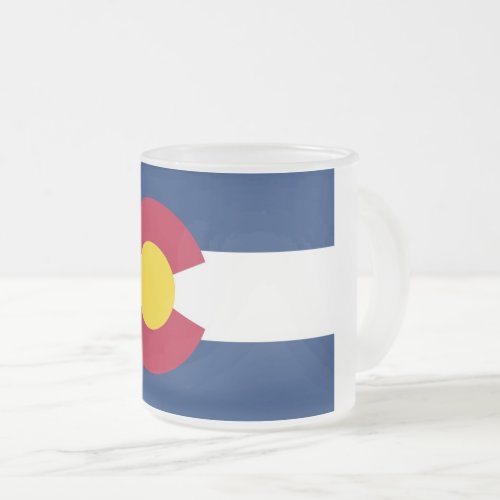 Frosted small glass mug with flag of Colorado