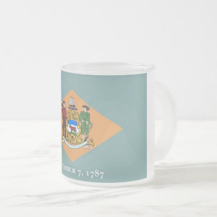 Frosted small glass mug with flag of Delaware