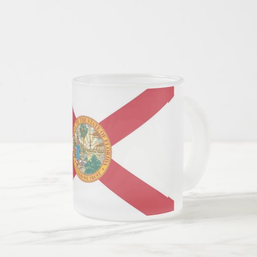 Frosted small glass mug with flag of Florida